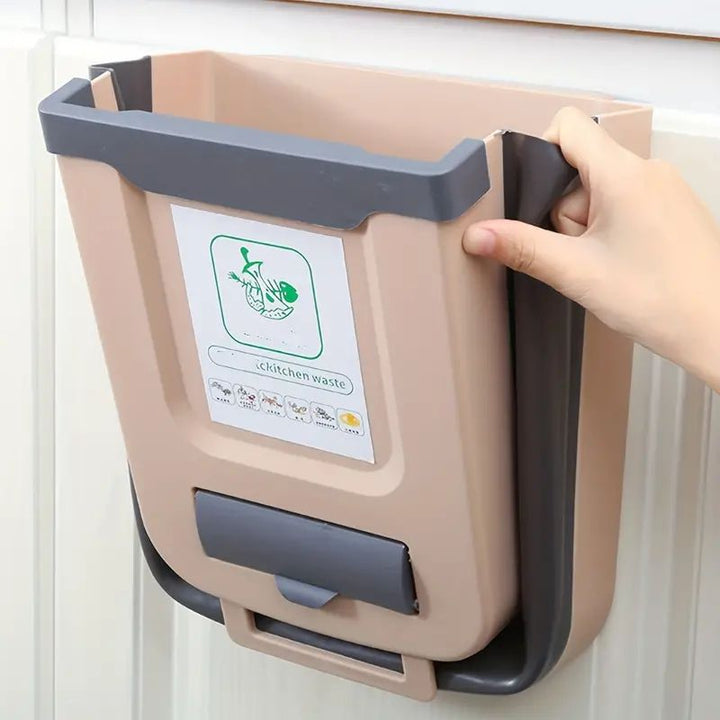 Foldable Hanging Trash Can for Kitchen – Space-Saving, Convenient Waste Disposal