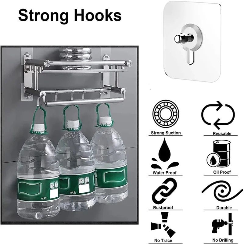 Pack of 10 Self-Adhesive Screw Hooks Clean and Seamless Look